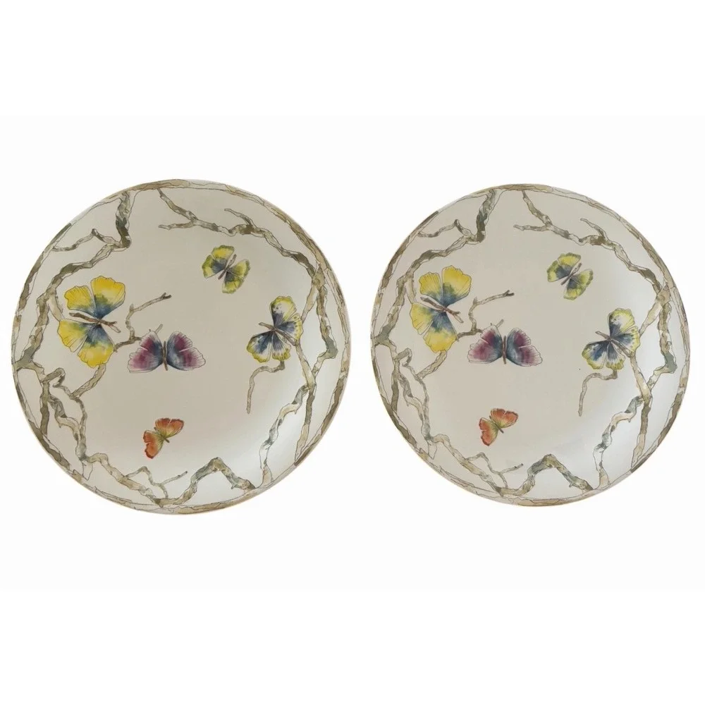 2 Michael Aram Butterfly Ginkgo Dinner Plates Across